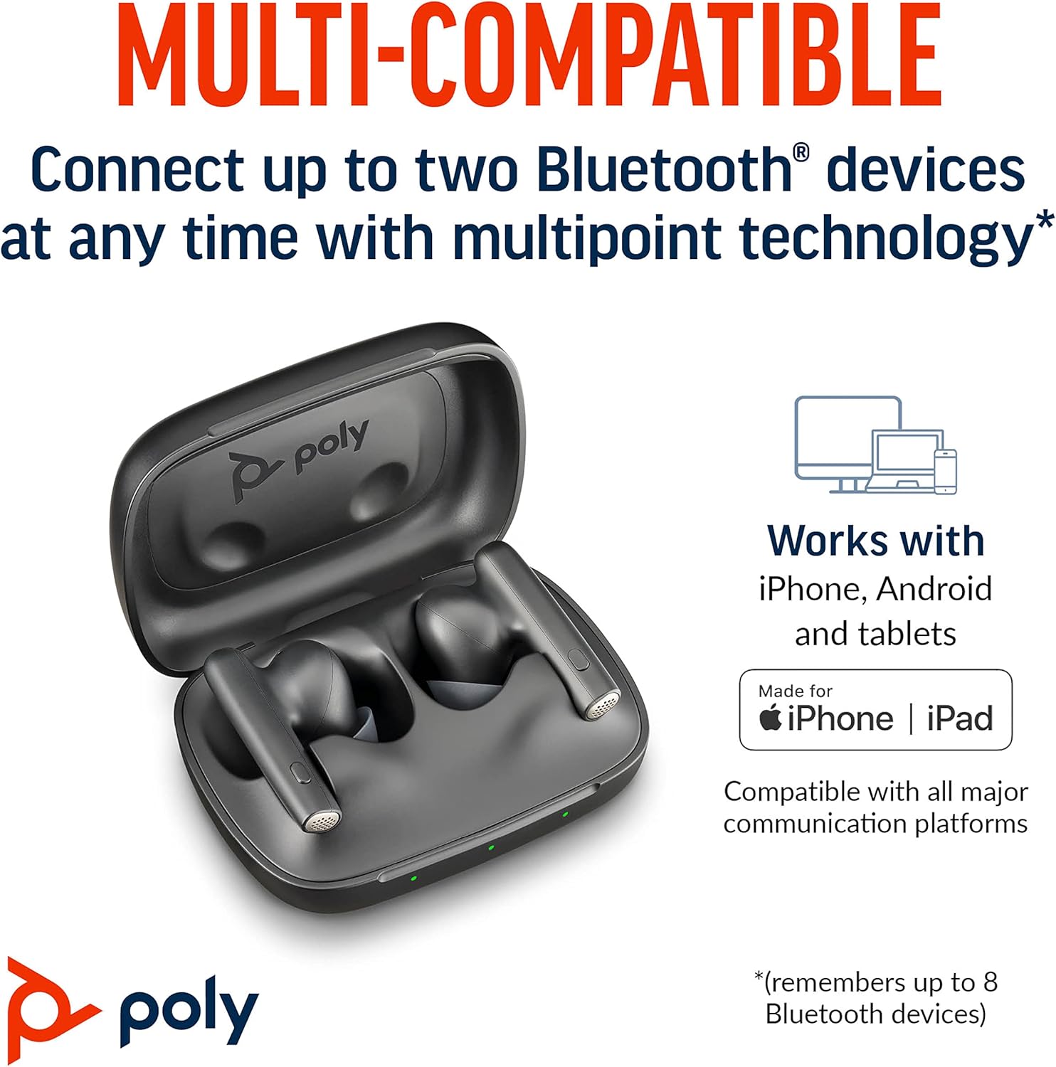 POLY Voyager Free 60 Auricolare Wireless In-ear Musica e Chiamate USB tipo-C Bluetooth Nero (POLY VFREE 60 BLK EARBUDS +BCHC CS1