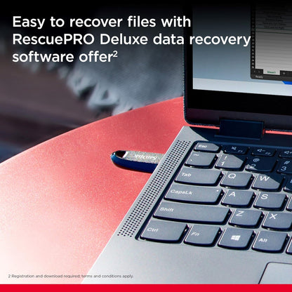 SanDisk 64GB Ultra Curve USB 3.2 Flash Drive, USB Stick, memory stick up to 100 MB/s read speeds, RescuePRO data recovery software, keyring loop, Black