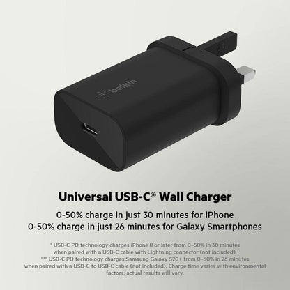 Belkin BoostCharge 25W Wall Chargers with PPS (USB-C Power Delivery, Fast Charger for iPhone, Samsung, Galaxy Tab, iPad and more)