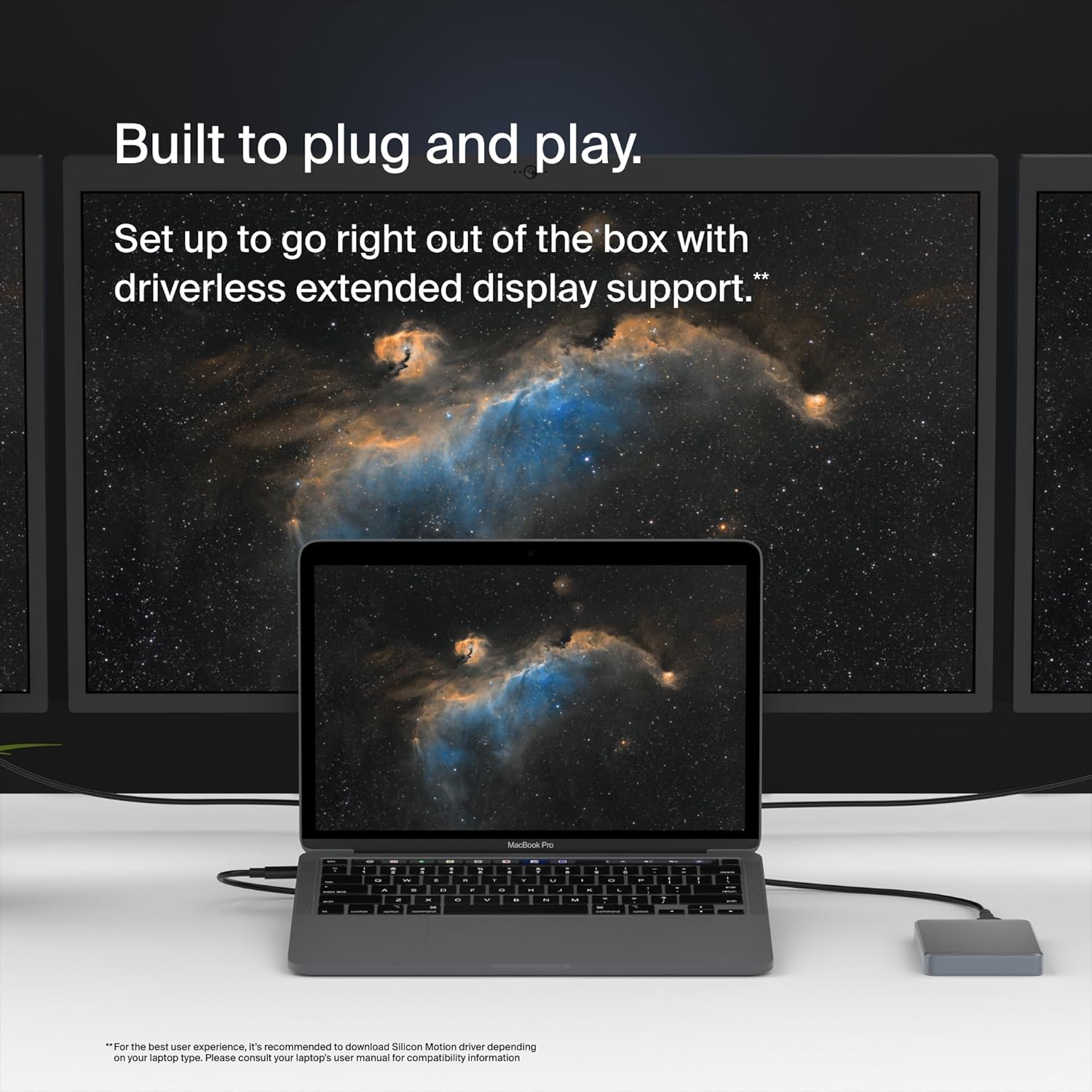 Belkin Connect 11-in-1 Universal USB-C Pro Dock w/ 3-Monitor Support, Silicon Motion Technology - Works with Mac, Windows, and Chromebook - 100W PD w/ 10Gbps Transfer Speeds & 2.5Gbps Ethernet - Black