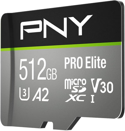 PNY U3 Pro Elite MicroSD Card - 512GB - (P-SDUX512U3100PRO-GE)
