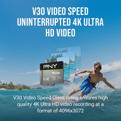PNY PRO Elite 1TB microSDXC Memory Card + SD Adaptor with A2 App Performance + 100MB/s Read Speed, Class 10 UHS-I, U3, V30 for 4K Video