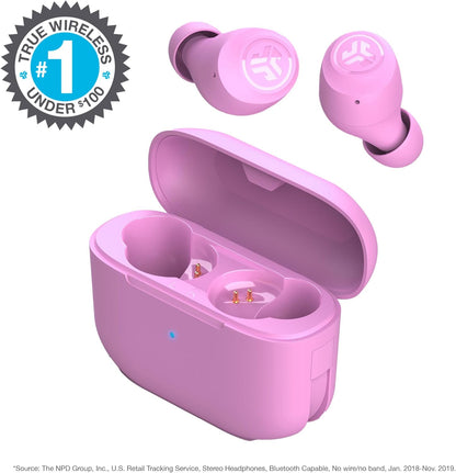 JLab Go Air Pop True Wireless Earbuds, In Ear Headphones, Bluetooth Earphones, Ear Buds with 32H Playtime, Bluetooth Earbuds with Microphone, USB Charging Case, Dual Connect, EQ3 Sound, Pink