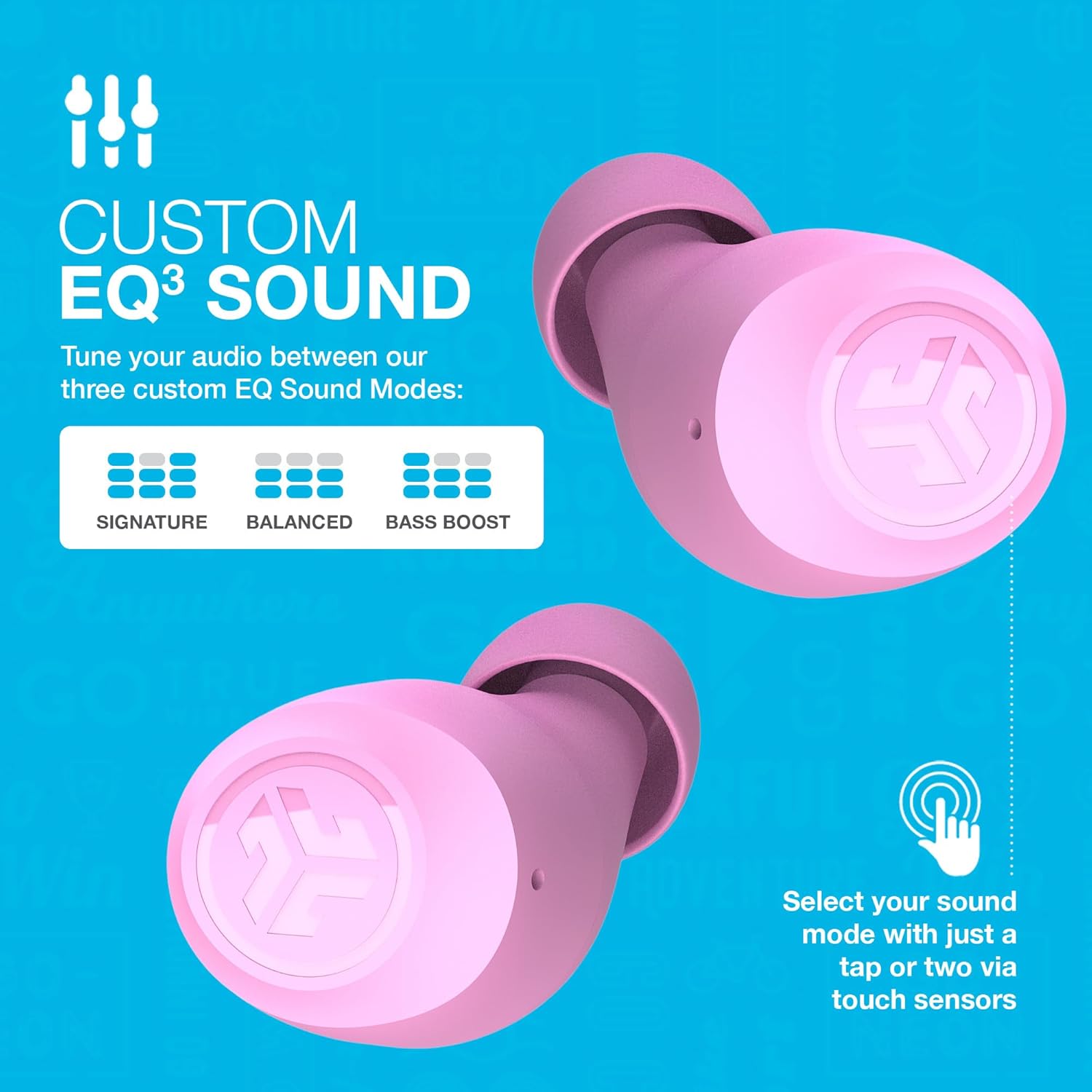 JLab Go Air Pop True Wireless Earbuds, In Ear Headphones, Bluetooth Earphones, Ear Buds with 32H Playtime, Bluetooth Earbuds with Microphone, USB Charging Case, Dual Connect, EQ3 Sound, Pink