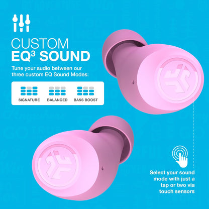JLab Go Air Pop True Wireless Earbuds, In Ear Headphones, Bluetooth Earphones, Ear Buds with 32H Playtime, Bluetooth Earbuds with Microphone, USB Charging Case, Dual Connect, EQ3 Sound, Pink