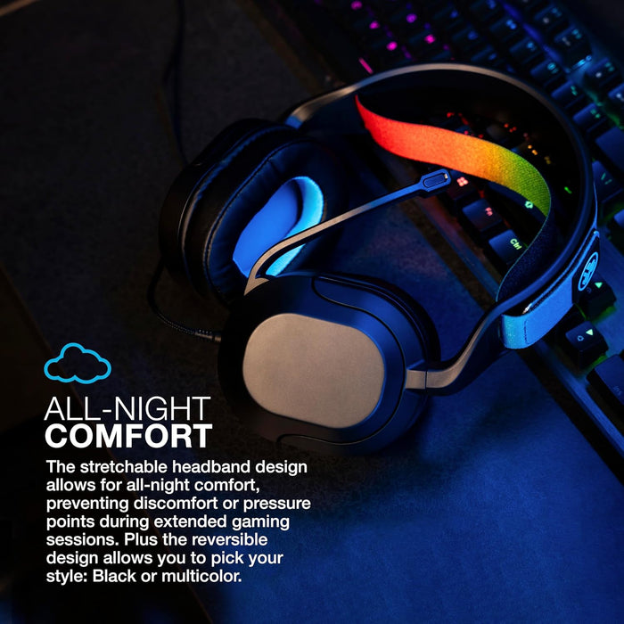 JLab Nightfall Over Ear Wired Gaming Headset - 3.5mm Jack Gaming Headset with Mic for PC/Xbox/ PS5/ PS4/ Nintendo Switch - 50mm Driver, Cloud Foam Cushions & Sound Isolating Inner Shelf