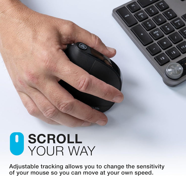 JLab JBuds Ergonomic Mouse, Connect via Bluetooth or USB Receiver, Multi Device Vertical Mouse, Silent Ergo Full-Size Rechargeable Wireless Mouse for Laptop Computer, Desktop PC, Tablet, Windows/Mac