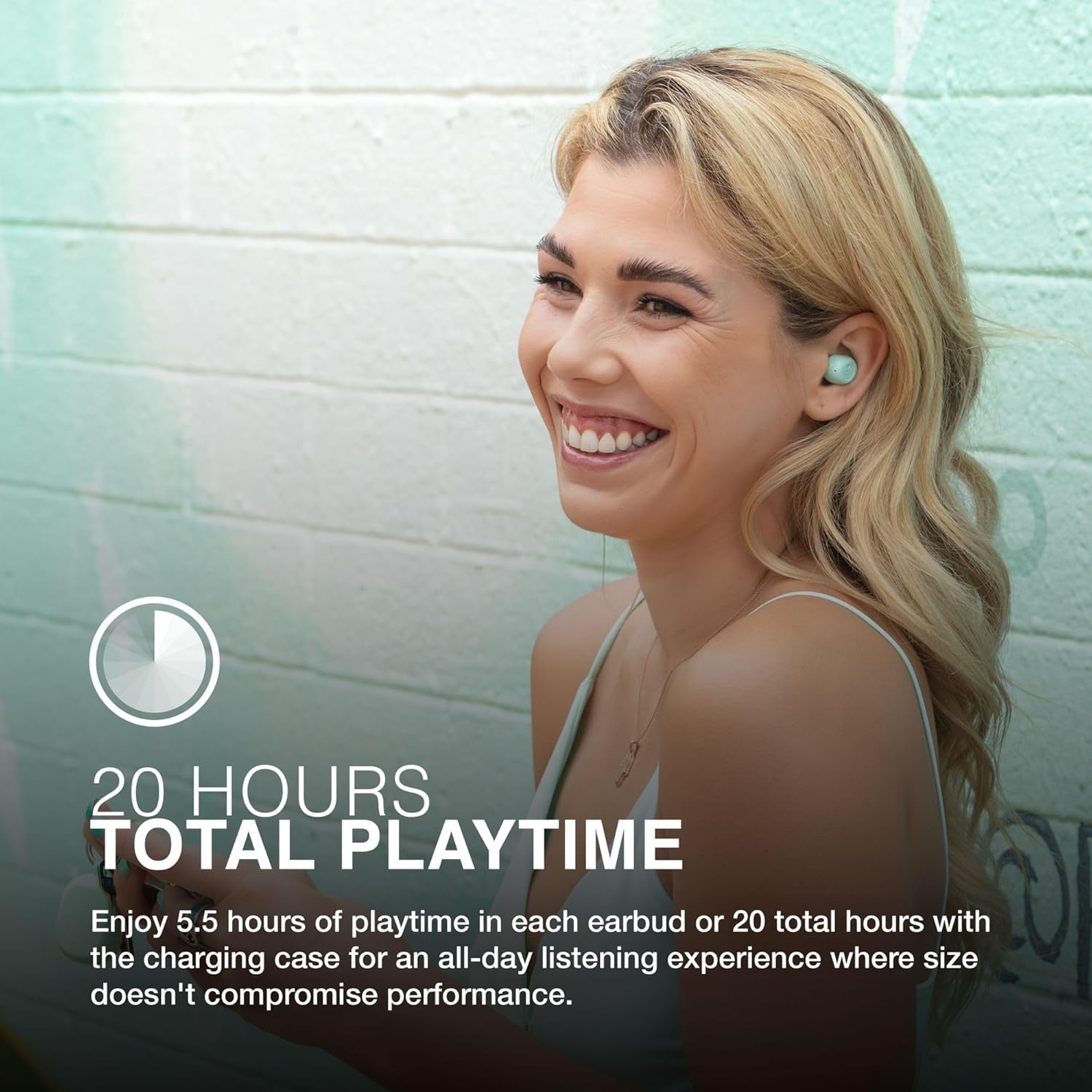 JLab JBuds Mini True Wireless Earbuds, In Ear Headphones, Bluetooth Earphones, Ear Buds with 20H Playtime, Bluetooth Earbuds with Microphone, Charging Case, Multipoint, EQ3 Sound, Mint Green