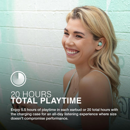 JLab JBuds Mini True Wireless Earbuds, In Ear Headphones, Bluetooth Earphones, Ear Buds with 20H Playtime, Bluetooth Earbuds with Microphone, Charging Case, Multipoint, EQ3 Sound, Mint Green