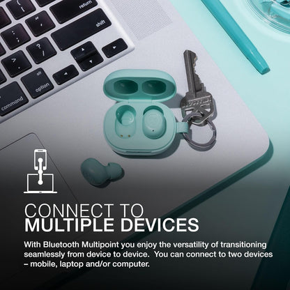 JLab JBuds Mini True Wireless Earbuds, In Ear Headphones, Bluetooth Earphones, Ear Buds with 20H Playtime, Bluetooth Earbuds with Microphone, Charging Case, Multipoint, EQ3 Sound, Mint Green