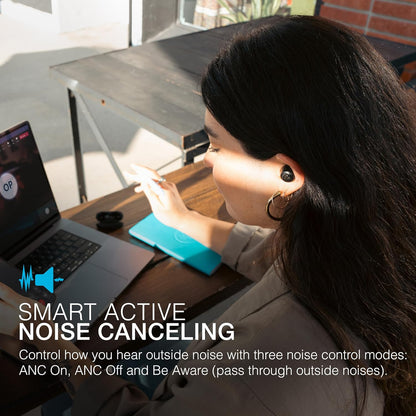 JLab JBuds ANC 3 Smart Active Noise Cancelling Earbuds, Bluetooth Earphones, 42+ Hr Playtime Wireless Headphones, IP55 Sweat-Resistant In Ear Buds with Microphone, EQ3 Sound & USB Charging Case