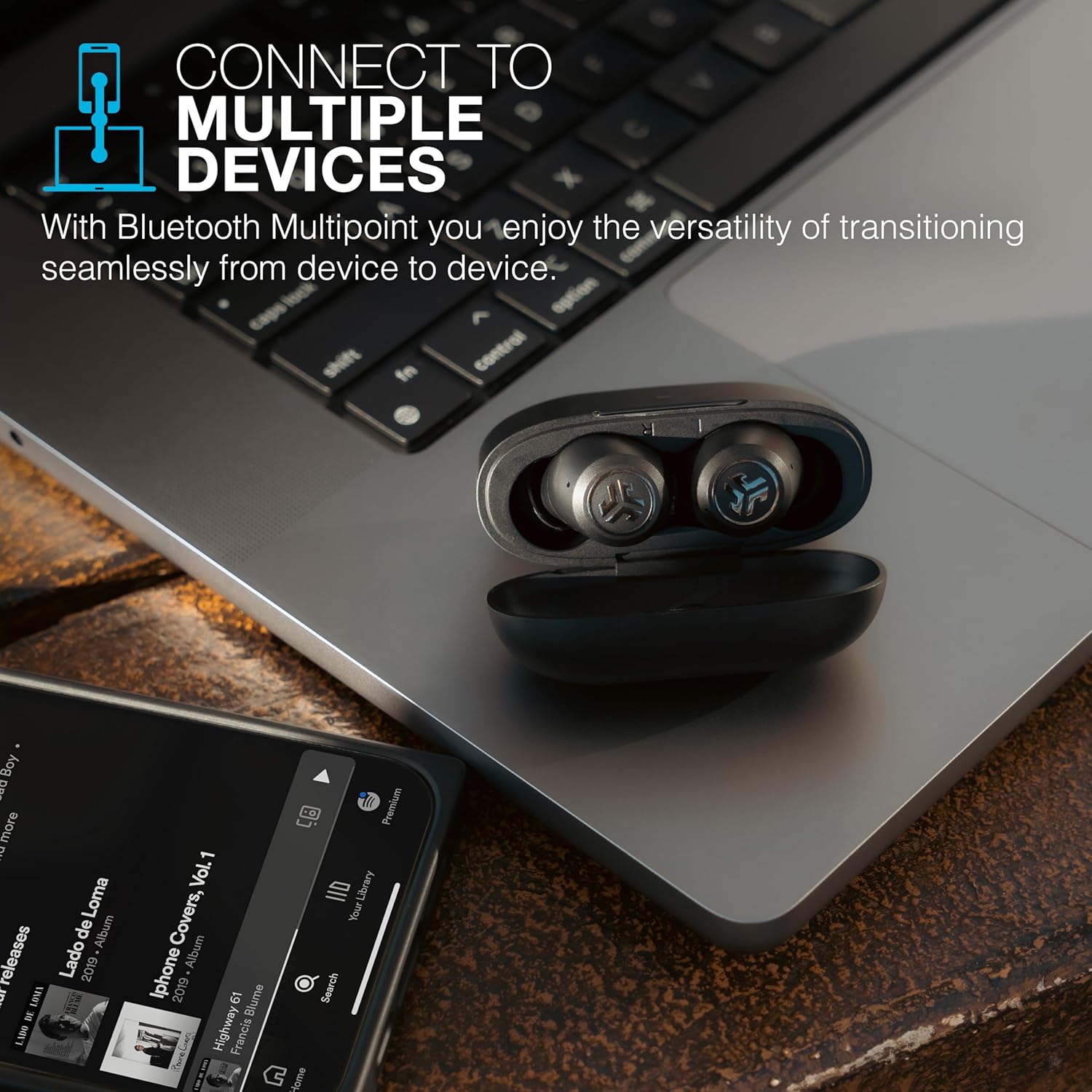 JLab JBuds ANC 3 Smart Active Noise Cancelling Earbuds, Bluetooth Earphones, 42+ Hr Playtime Wireless Headphones, IP55 Sweat-Resistant In Ear Buds with Microphone, EQ3 Sound & USB Charging Case