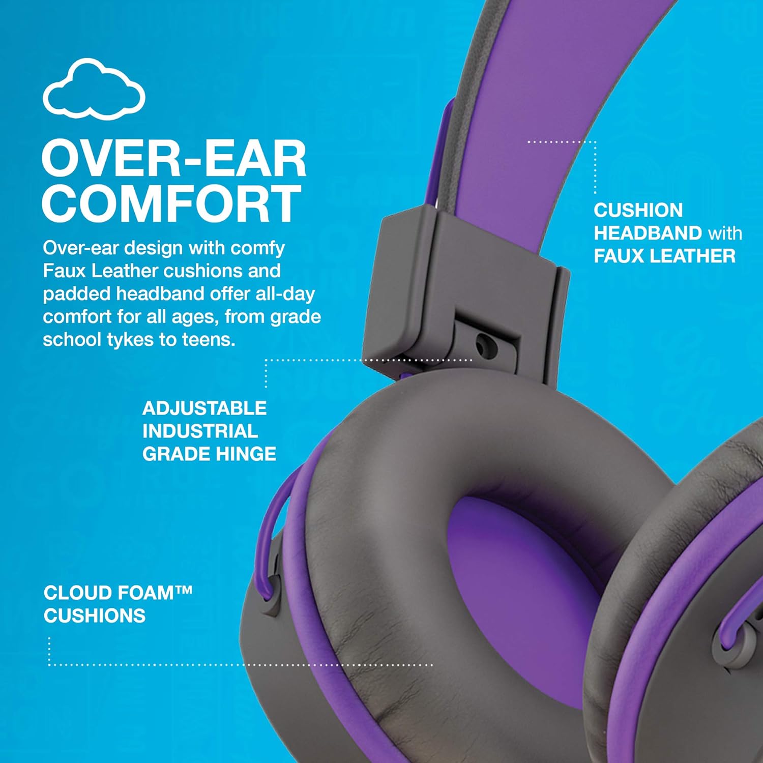 JLab JBuddies Studio Kids Headphones Wired - On-Ear Childrens Headphones for Girls & Boys, Volume Limited Kids Earphones with Microphone, Noise Isolation, Adjustable Child Headphones