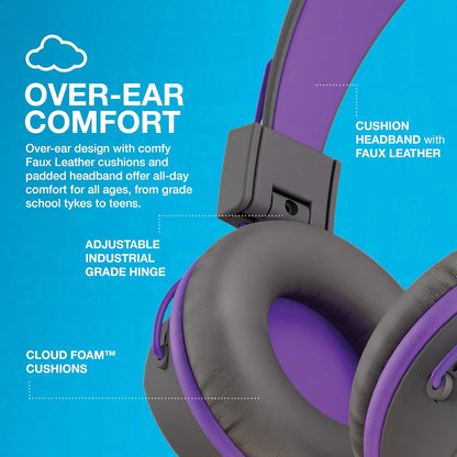 JLab JBuddies Studio Kids Headphones Wired - On-Ear Childrens Headphones for Girls & Boys, Volume Limited Kids Earphones with Microphone, Noise Isolation, Adjustable Child Headphones