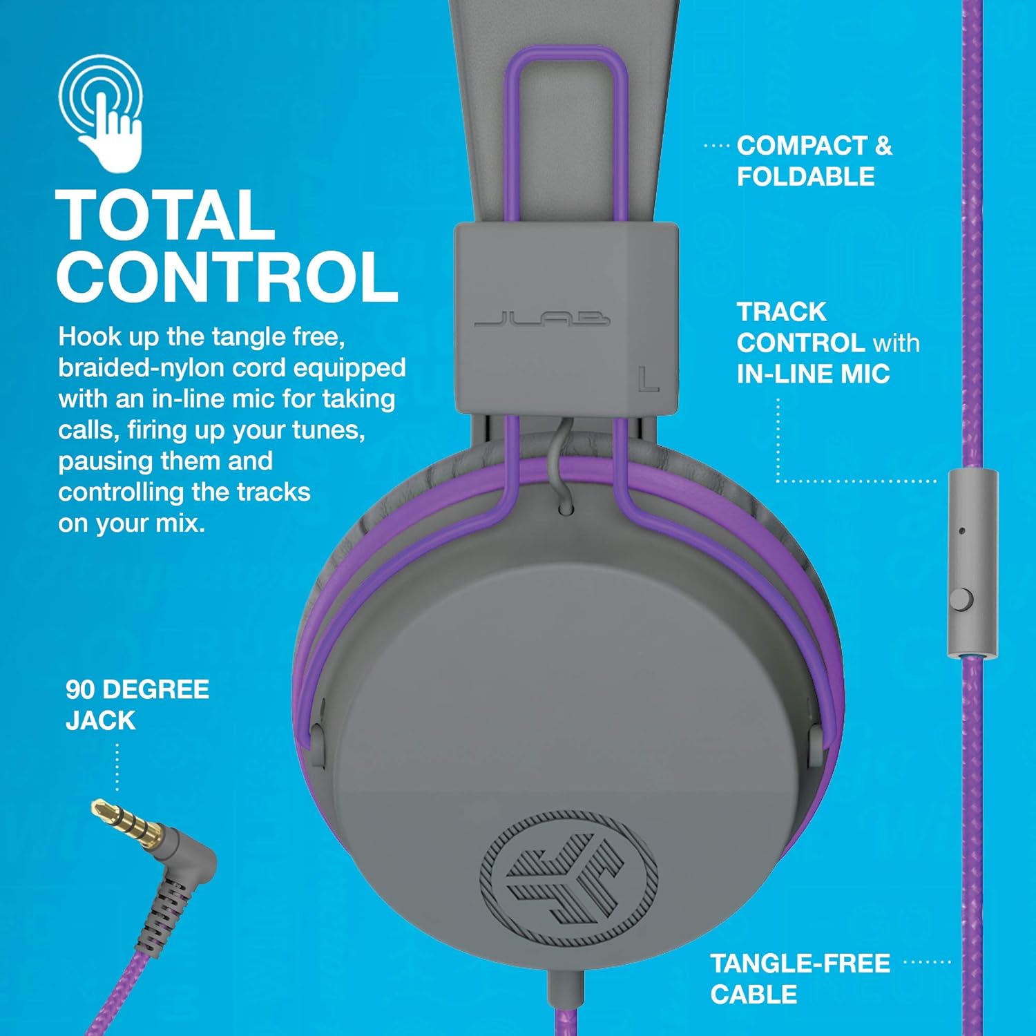 JLab JBuddies Studio Kids Headphones Wired - On-Ear Childrens Headphones for Girls & Boys, Volume Limited Kids Earphones with Microphone, Noise Isolation, Adjustable Child Headphones