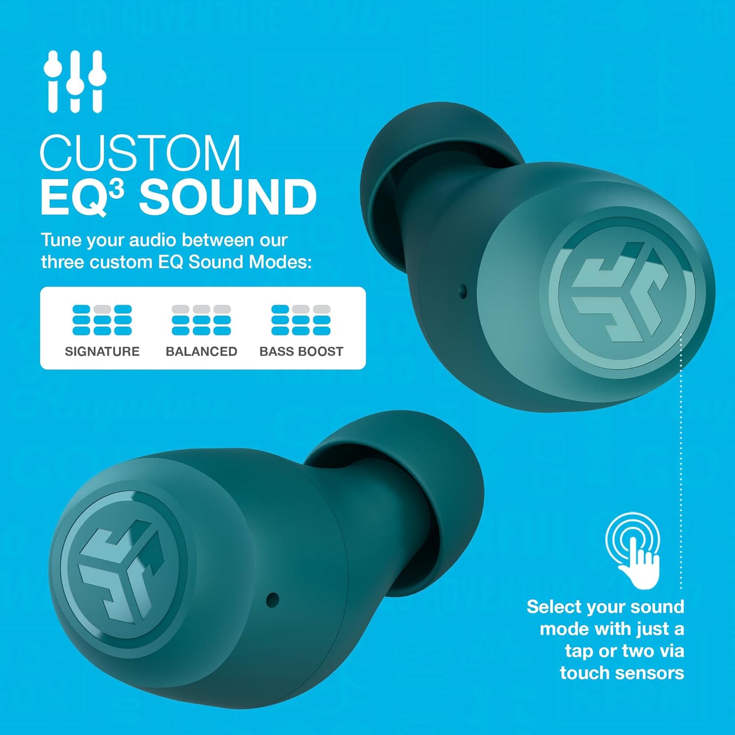 JLab Go Air Pop True Wireless Earbuds, In Ear Headphones, Bluetooth Earphones, Ear Buds with 32H Playtime, Bluetooth Earbuds with Microphone, USB Charging Case, Dual Connect, EQ3 Sound, Teal