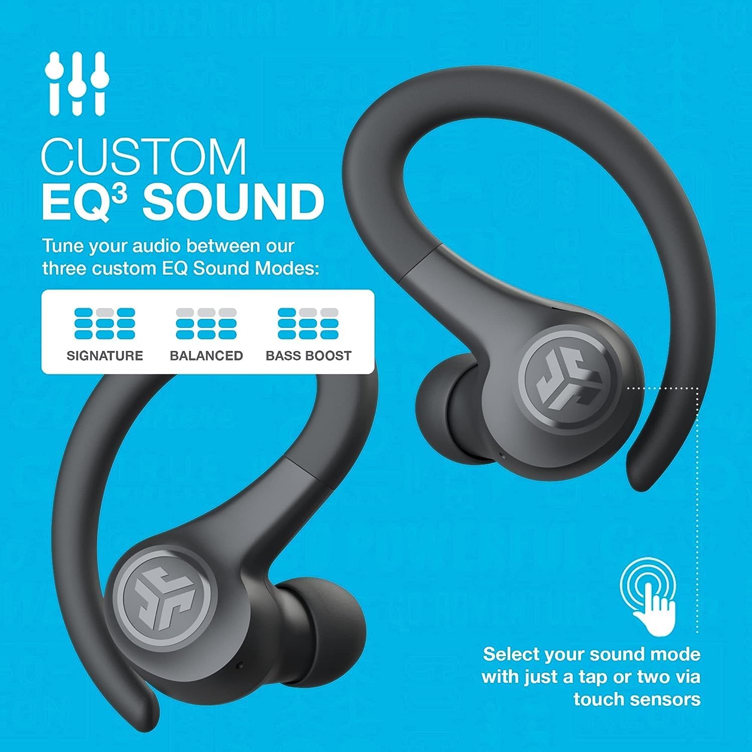 JLab Go Air Sport Running Headphones - True Wireless Earphones Bluetooth, Hook Over Ear Earbuds for Sports & Gym, 32+ H Playtime In Ear Buds, IP55 Sweat-Resistant, EQ3 Sound, Graphite