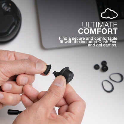 JLab Work Buds True Wireless Earbud Headset, Bluetooth Earphones with Detachable Microphone - 55+ Total Playtime, Office PC Headphones with Multipoint Connect to Computer, Laptop & Mobile