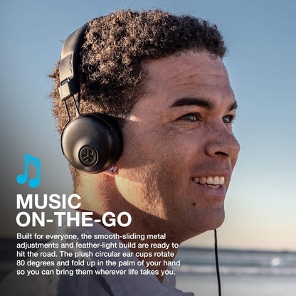 JLab Studio Headphones Wired with C3 Crystal Clear Clarity Sound, Ultra-Plush Faux Leather and Cloud Foam Cushions, On-Ear Wired Headphones, Black