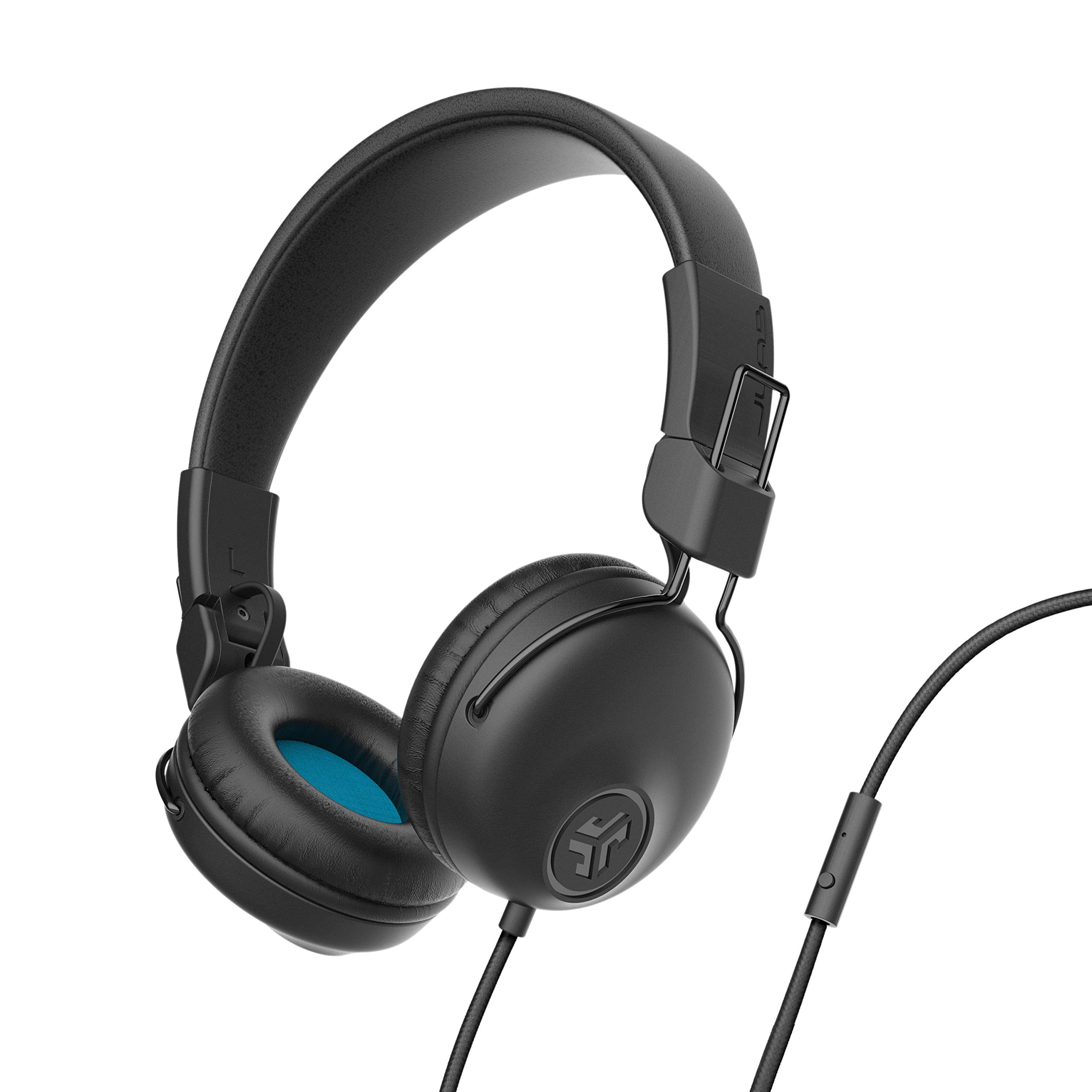 JLab Studio Headphones Wired with C3 Crystal Clear Clarity Sound, Ultra-Plush Faux Leather and Cloud Foam Cushions, On-Ear Wired Headphones, Black