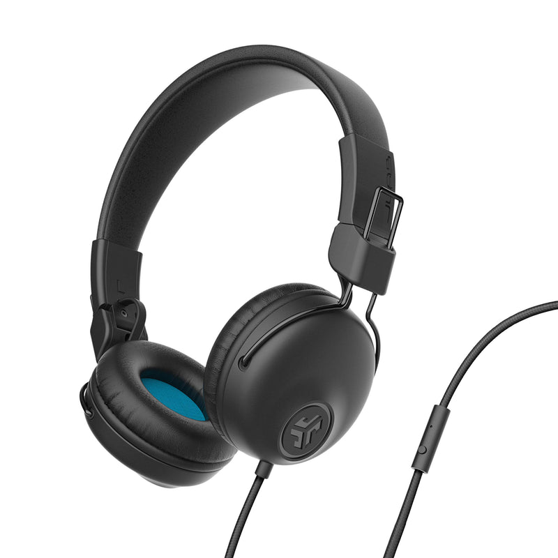 JLab Studio Headphones Wired with C3 Crystal Clear Clarity Sound, Ultra-Plush Faux Leather and Cloud Foam Cushions, On-Ear Wired Headphones, Black