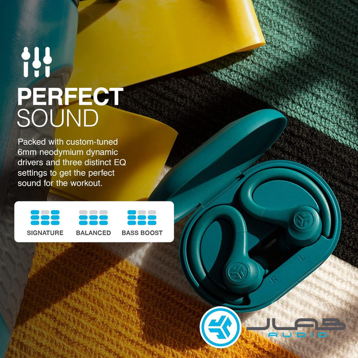 JLab Go Air Sport Running Headphones - True Wireless Earphones Bluetooth, Hook Over Ear Earbuds for Sports & Gym, 32+ H Playtime In Ear Buds, IP55 Sweat-Resistant, EQ3 Sound, Teal