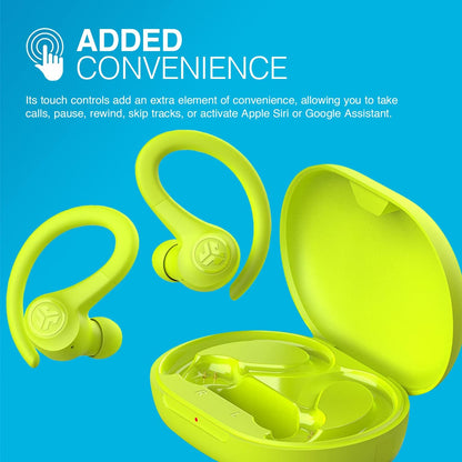 JLab Go Air Sport Running Headphones - True Wireless Earphones Bluetooth, Hook Over Ear Earbuds for Sports & Gym, 32+ H Playtime In Ear Buds, IP55 Sweat-Resistant, EQ3 Sound, Yellow