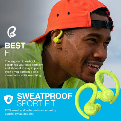 JLab Go Air Sport Running Headphones - True Wireless Earphones Bluetooth, Hook Over Ear Earbuds for Sports & Gym, 32+ H Playtime In Ear Buds, IP55 Sweat-Resistant, EQ3 Sound, Yellow