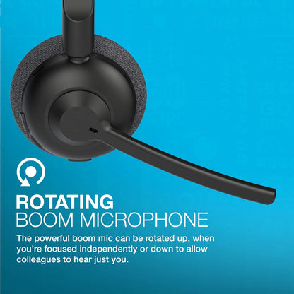 JLab Go Work Pop Wireless Headsets with Microphone - 50+ H Bluetooth Computer Headset, Multipoint Connect, On Ear Wireless Office PC Laptop Headphones with Microphone