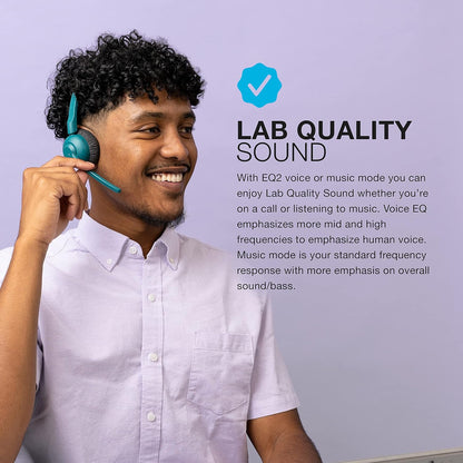 JLab Go Work Pop Wireless Headsets with Microphone - 50+ H Bluetooth Computer Headset, Multipoint Connect, On Ear Wireless Office PC Laptop Headphones with Microphone