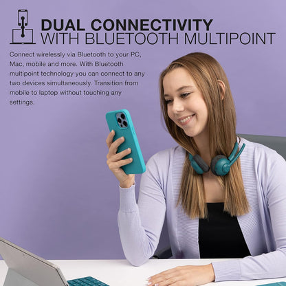 JLab Go Work Pop Wireless Headsets with Microphone - 50+ H Bluetooth Computer Headset, Multipoint Connect, On Ear Wireless Office PC Laptop Headphones with Microphone