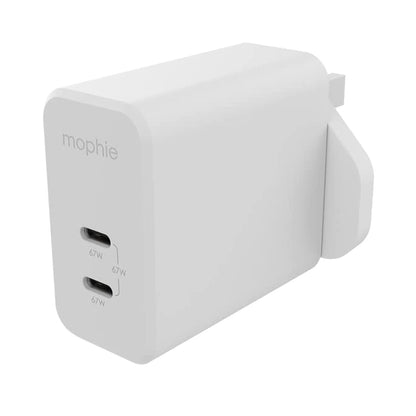 ZAGG mophie USB-C Speedport 67 Wall Charger, 67 Watts, GaN, Fast Charging, Lightning Device, (White, UK Adapter)