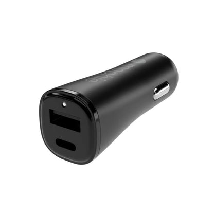 ZAGG mophie Essentials 12W Dual USB-C & USB-A Car Fast Charger for Full-sized Vehicles, USB-C and USB-A devices, LED Power Indicator, Lightweight, Compact Size, Simultaneous Charging (Black)