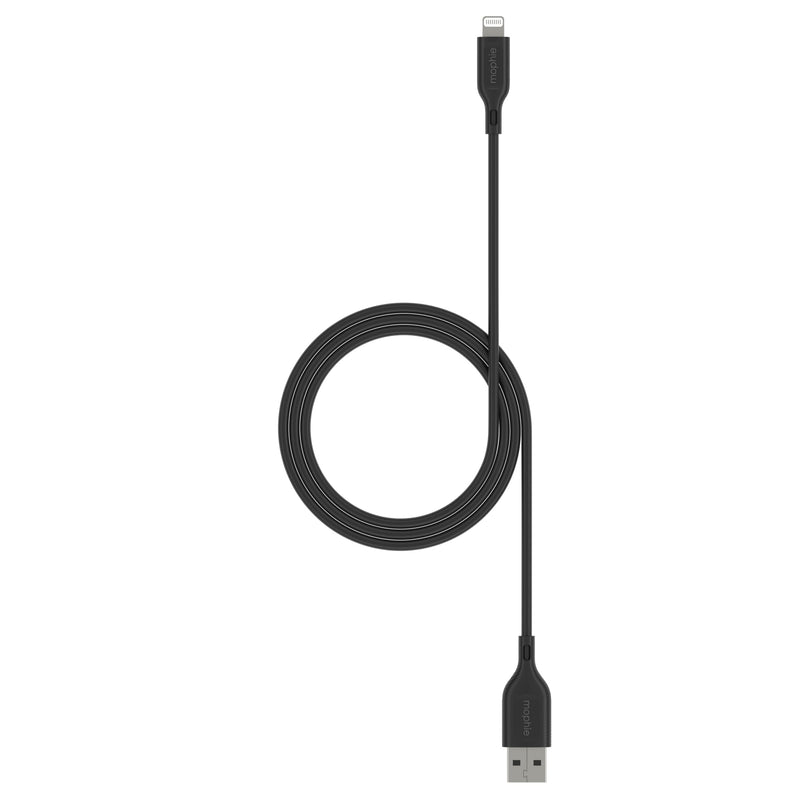 ZAGG mophie Essentials USB-A to Lightning Fast Charger and Data Transfer Cable, Enduraflex Silicone, Long-Lasting, Heavy-Duty, 12W, 1m, Black