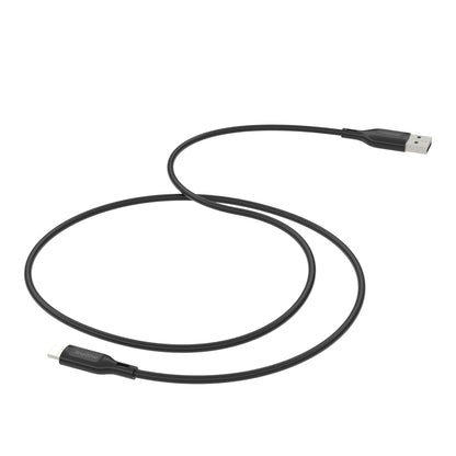 ZAGG mophie Essentials USB-A to Lightning Fast Charger and Data Transfer Cable, Enduraflex Silicone, Long-Lasting, Heavy-Duty, 12W, 1m, Black