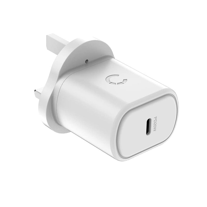 Cygnett PowerPlus 20W USB-C PD Wall Charger UK - White