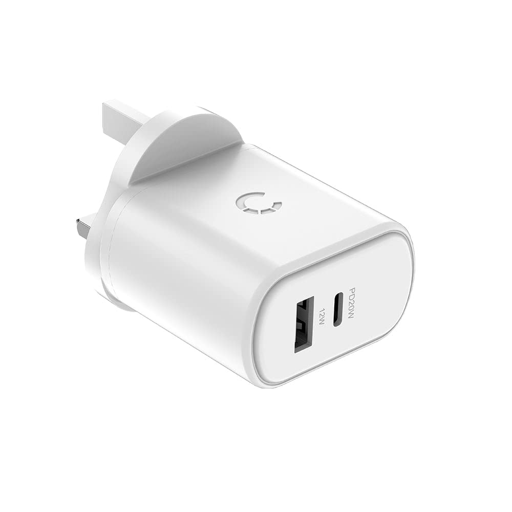 Cygnett PowerPlus 32W USB-C Wall Charger with Dual Ports UK - White