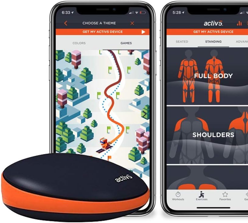 Activbody Activ5 Handheld Isometric Strength Training Device – For Arms, Legs, Upper and Lower Body Muscles – Portable and Lightweight - With Customized Workout Trainer App (Black/Orange, Plastic