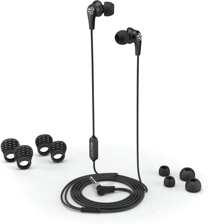 JLab Audio JBuds Pro Signature Wired Earbuds with Microphone and Track Controls, Titanium 10mm Drivers with Custom Fit Gel Tips and Cush Fins