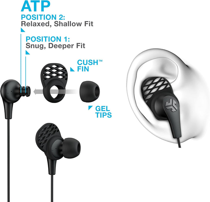 JLab Audio JBuds Pro Signature Wired Earbuds with Microphone and Track Controls, Titanium 10mm Drivers with Custom Fit Gel Tips and Cush Fins