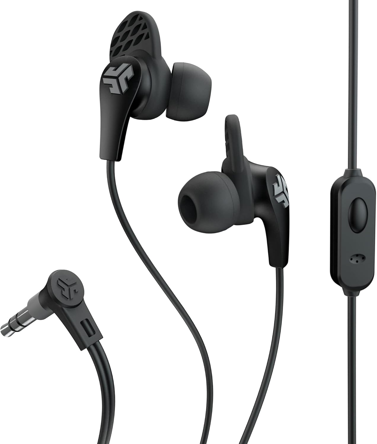 JLab Audio JBuds Pro Signature Wired Earbuds with Microphone and Track Controls, Titanium 10mm Drivers with Custom Fit Gel Tips and Cush Fins
