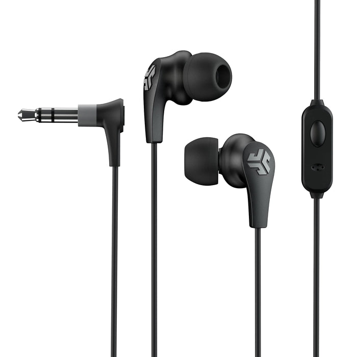 JLab Audio JBuds Pro Signature Wired Earbuds with Microphone and Track Controls, Titanium 10mm Drivers with Custom Fit Gel Tips and Cush Fins