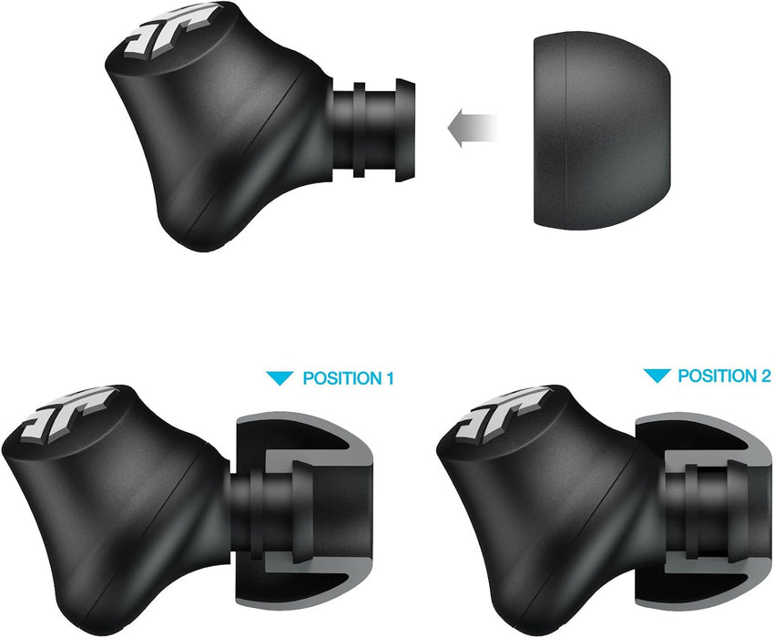 JLab Audio JBuds Pro Signature Wired Earbuds with Microphone and Track Controls, Titanium 10mm Drivers with Custom Fit Gel Tips and Cush Fins