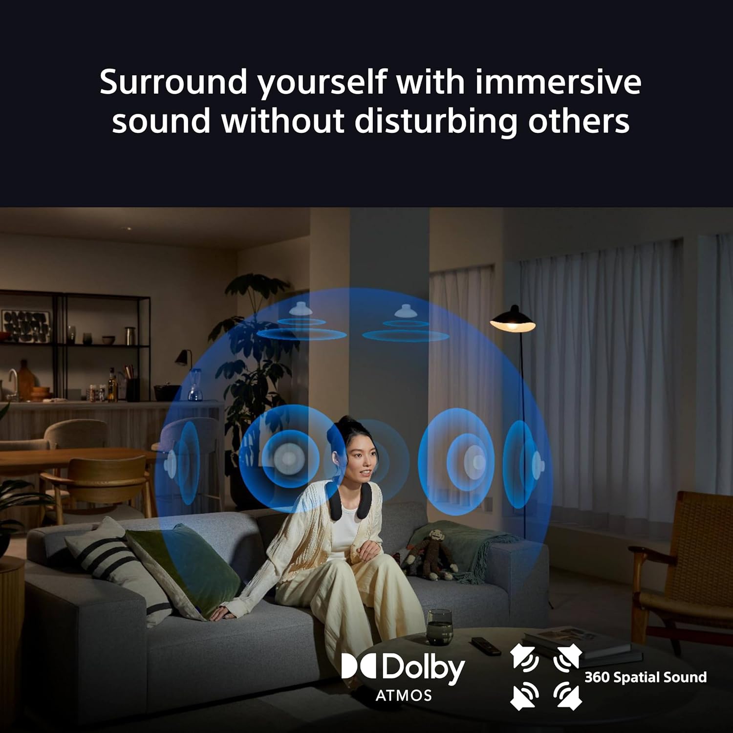 Sony BRAVIA Theatre U – Dolby Atmos® neckband speaker, Wireless, Bluetooth®, Multi-pair connection, PS5 gaming function, 360 Spatial Sound Personaliser, 12h Battery