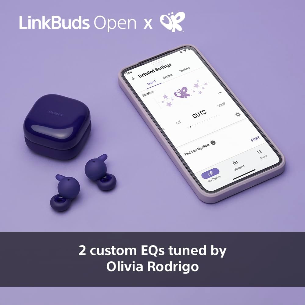 Sony LinkBuds Open – Truly Wireless Bluetooth Open Ear Buds - Transparent Sound, All Day Comfort 5.1g, High Sound Quality,IPX4, Multipoint Connection, 22Hrs Battery, iOS & Android – Violet