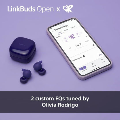 Sony LinkBuds Open – Truly Wireless Bluetooth Open Ear Buds - Transparent Sound, All Day Comfort 5.1g, High Sound Quality,IPX4, Multipoint Connection, 22Hrs Battery, iOS & Android – Violet