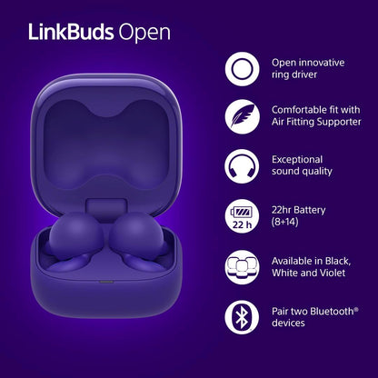 Sony LinkBuds Fit x Olivia Rodrigo: Truly Wireless Noise Cancelling Bluetooth Earbuds - All Day Comfort, IPX4, Hi-Res Audio, Ambient Sound Mode, 21Hrs Battery, Multipoint, iOS & Android - Violet