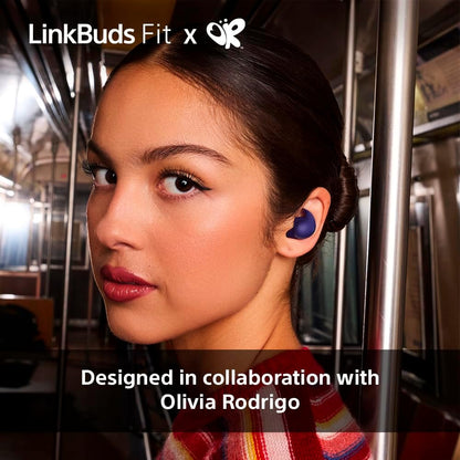 Sony LinkBuds Fit x Olivia Rodrigo: Truly Wireless Noise Cancelling Bluetooth Earbuds - All Day Comfort, IPX4, Hi-Res Audio, Ambient Sound Mode, 21Hrs Battery, Multipoint, iOS & Android - Violet