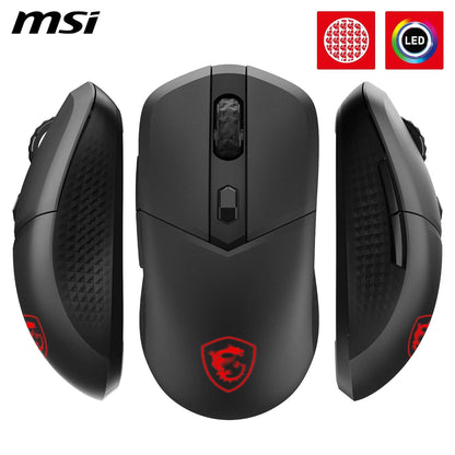 MSI Versa 300 Wireless Souris Gaming - Capteur Optique 8000 DPI, taux de Rapport 1000 Hz, symétrique, Micro-switches Kailh 30M+ clics, 6 Boutons, Batterie 50h, Latence 1ms, RGB, 60g - avec/sans Fil