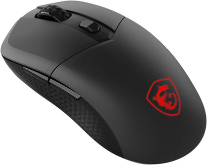MSI Versa 300 Wireless Souris Gaming - Capteur Optique 8000 DPI, taux de Rapport 1000 Hz, symétrique, Micro-switches Kailh 30M+ clics, 6 Boutons, Batterie 50h, Latence 1ms, RGB, 60g - avec/sans Fil